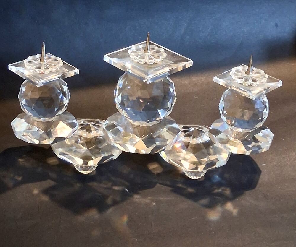 Swarovski Three Pin Candleholder #7600 Crystal Ball Stems